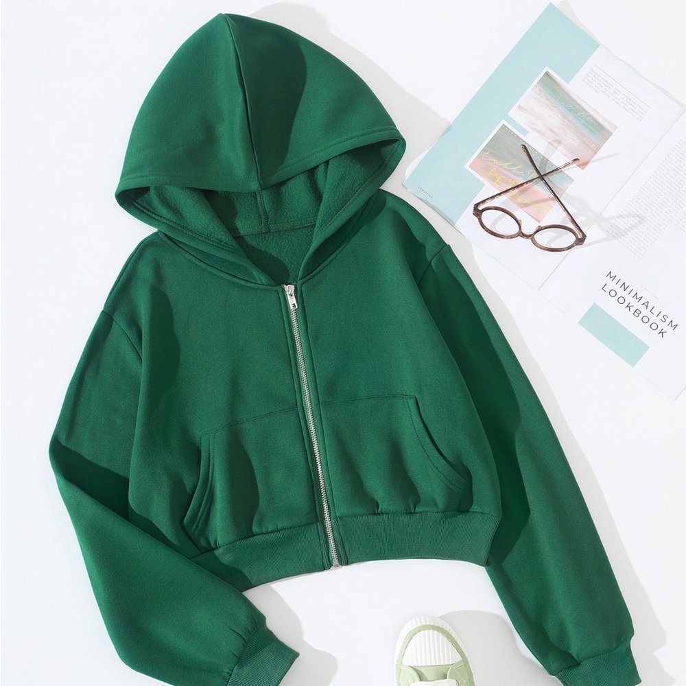 SHEIN Forest Green Zip-Up Hoodie